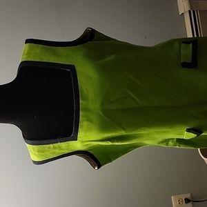 Green dress with black trim